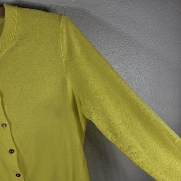J. Crew Yellow Cardigan Sweater Size S Long Sleeve Button Up Crew Neck Cotton - Picture 9 of 15